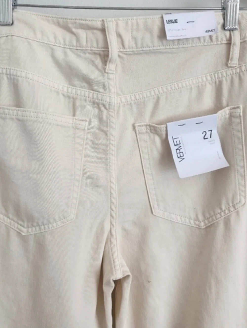 Vervet by Flying Monkey Leslie High Rise 90s Distressed Cropped Jeans Cream 27